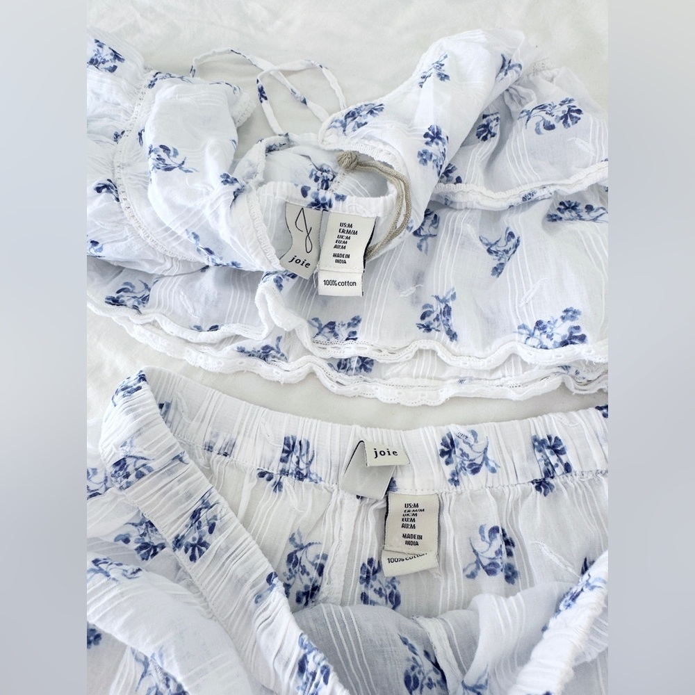 NWOT Joie Sleep Tank/Shorts Pajama Set - White/Blue Floral - Size M - Picture 5 of 11